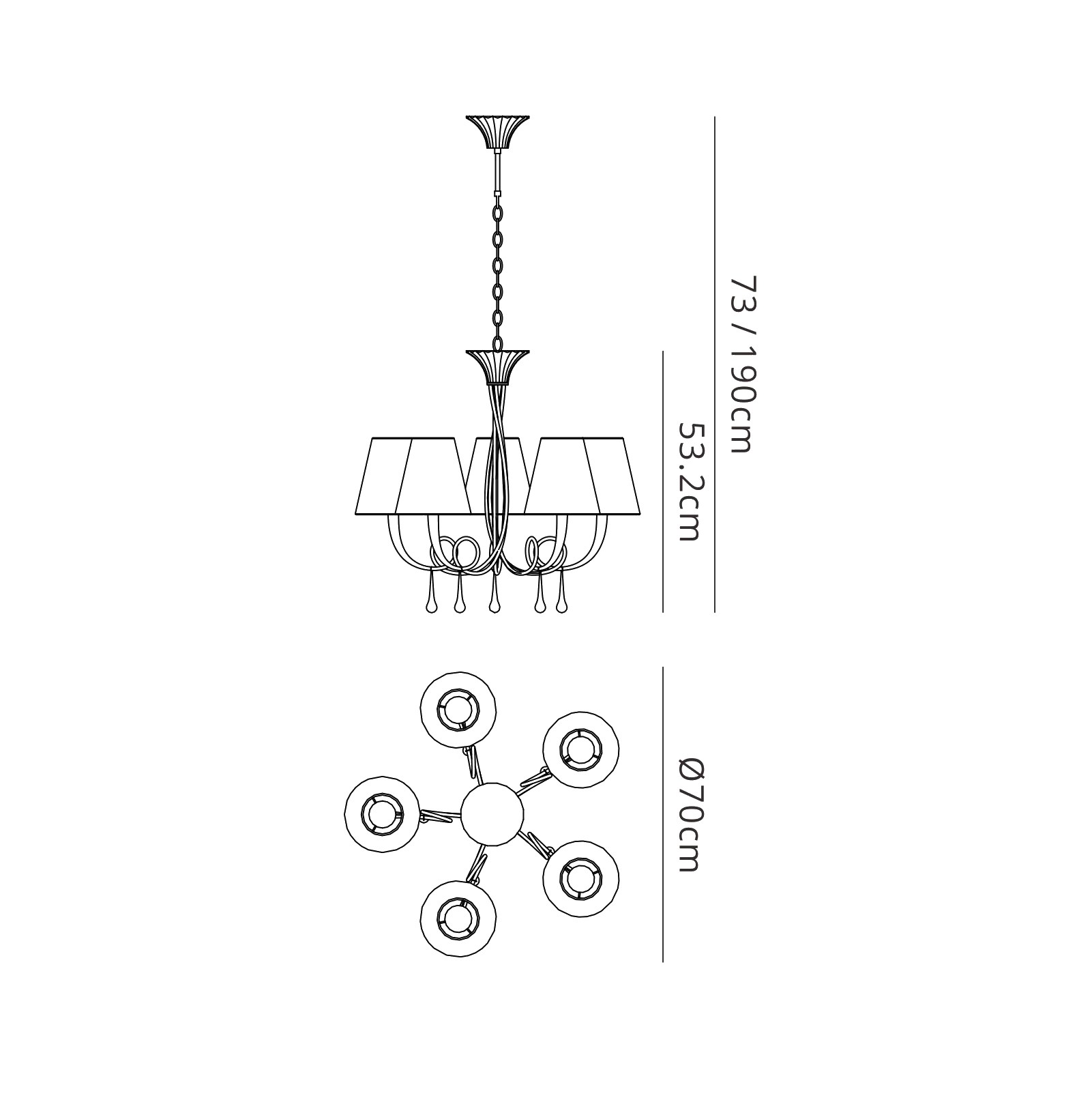 M6206  Paola Gold Pendant Round 5 Light